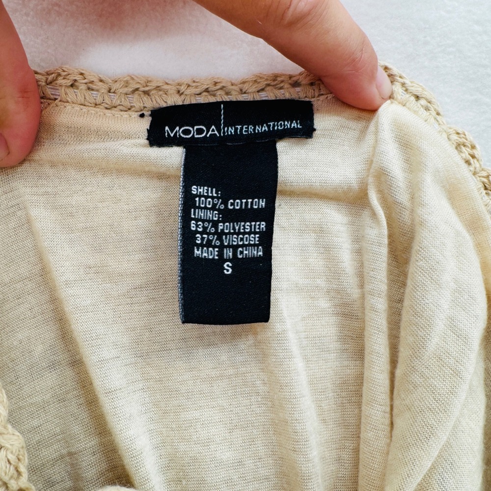 Moda International Crochet Maxi Dress Halter Open Knit Boho Festival Beach VTG - Picture 6 of 7